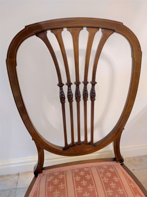 TWO SHERATON REVIVAL INLAID BEDROOM CHAIRS - ADDITIONAL PHOTO 6