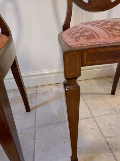 TWO SHERATON REVIVAL INLAID BEDROOM CHAIRS - ADDITIONAL PHOTO 2