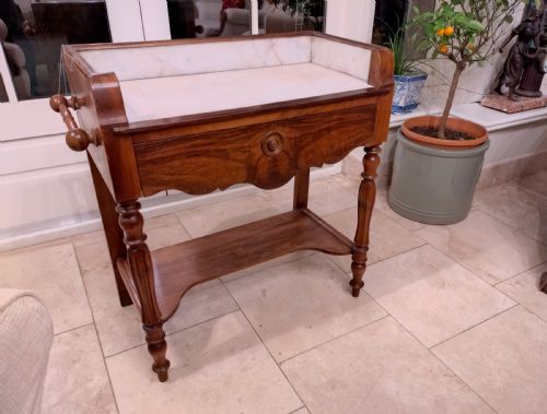 Pretty Little Walnut Washstand with Useful Drawer