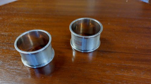 Tidy pair of silver napkin rings. Christening present maybe. 