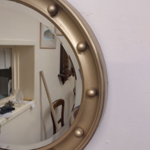 REGENCY STYLE GILT METAL OVAL MIRROR - ADDITIONAL PHOTO 3