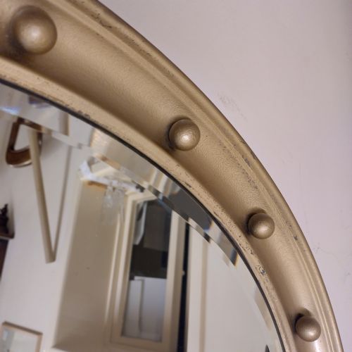 REGENCY STYLE GILT METAL OVAL MIRROR - ADDITIONAL PHOTO 4