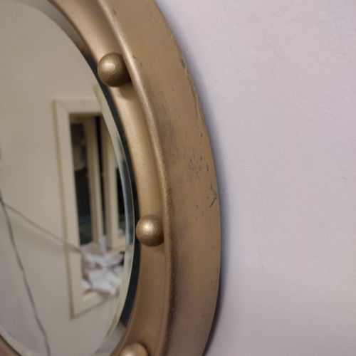 REGENCY STYLE GILT METAL OVAL MIRROR - ADDITIONAL PHOTO 5