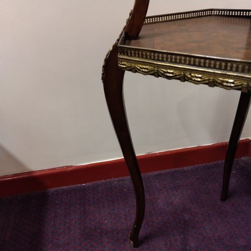FRENCH INLAID AND GALLERIED OCCASIONAL TABLE IN TWO TIERS - ADDITIONAL PHOTO 4