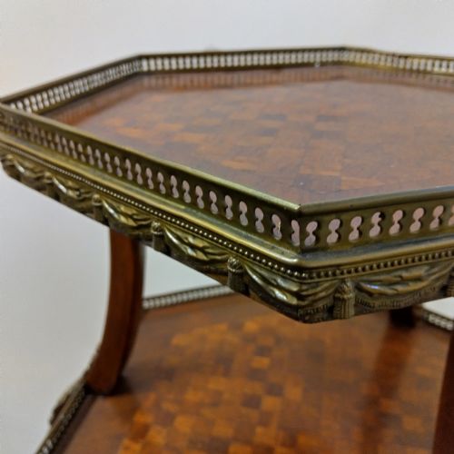 FRENCH INLAID AND GALLERIED OCCASIONAL TABLE IN TWO TIERS - ADDITIONAL PHOTO 3