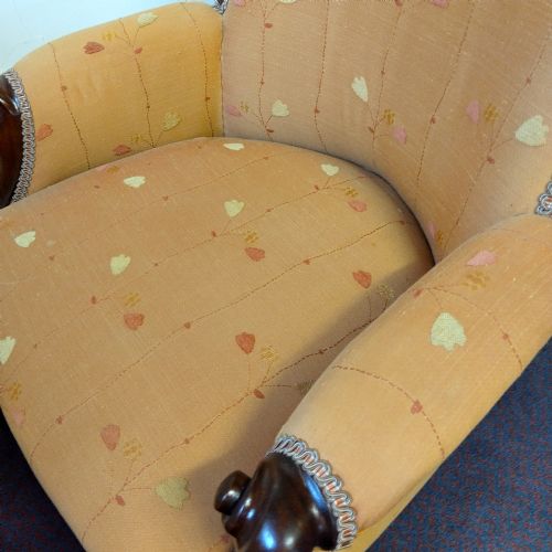 REUPHOLSTERED 19TH C MAHOGANY FRAME ARM CHAIR - ADDITIONAL PHOTO 3