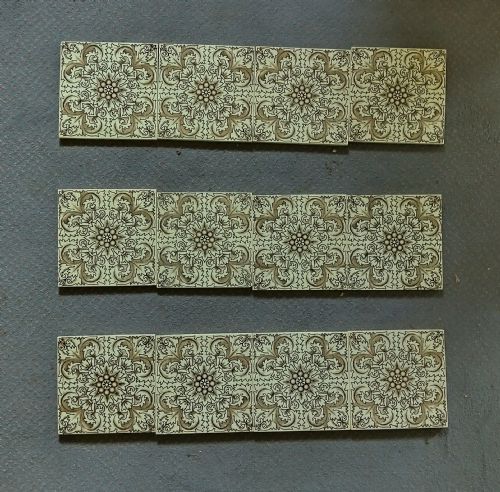 Rare Set of 12 Ceramic Tiles Circa 1900.