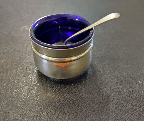 A Solid Silver Salt Birmingham Assay Mark with Spoon and Bristol Liner