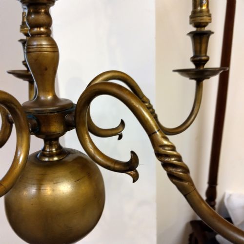 GOOD SOLID BRASS CEILING LIGHT 5 BRANCH - ADDITIONAL PHOTO 2