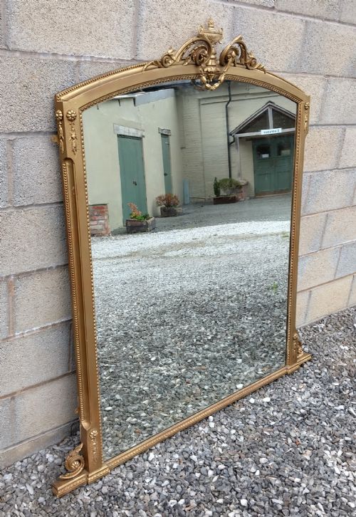 19TH CENTURY GILT OVERMANTLE MIRROR WITH LOVELY DETAILING IN VERY TIDY CONDITION - ADDITIONAL PHOTO 4