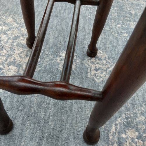 TWO COUNTRY OAK STOOLS WITH RUSH SEATS - ADDITIONAL PHOTO 4