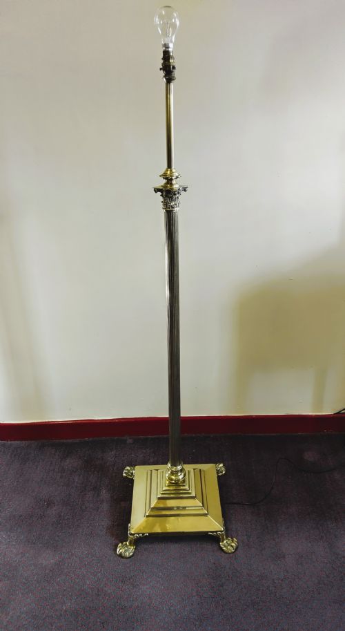 HEAVY AND SOLD BRASS STANDARD LAMP NEO CLASSICAL ADJUSTABLE HEIGHT - ADDITIONAL PHOTO 1