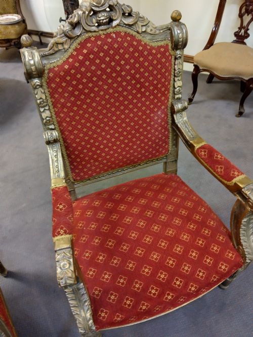 PAIR OF GILT FINISH ARM OR ELBOW CHAIRS WELL DETAILED CARVINGS - ADDITIONAL PHOTO 5