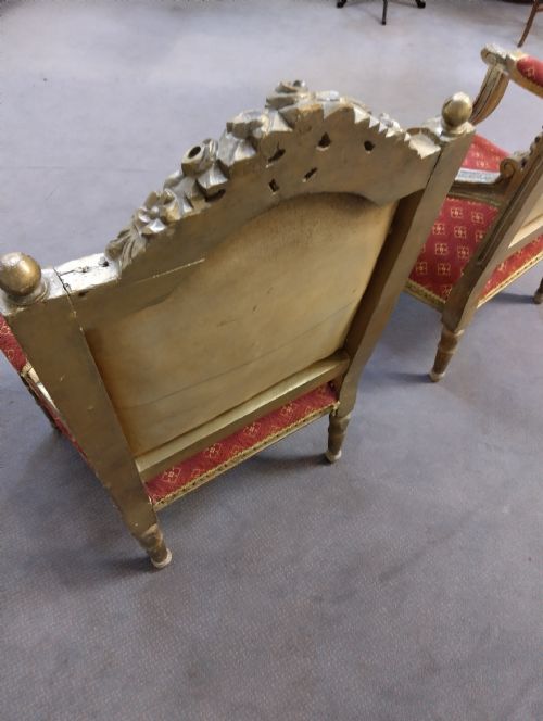 PAIR OF GILT FINISH ARM OR ELBOW CHAIRS WELL DETAILED CARVINGS - ADDITIONAL PHOTO 6