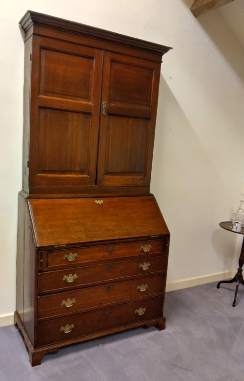 Very Early Oak Bureau Bookcase Adapted for Tv
