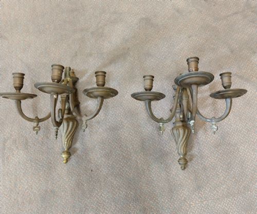 A Heavy Pair of Sold Brass Wall Lights.