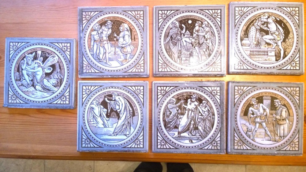 A small collection of 7 Shakespere Minton Tiles