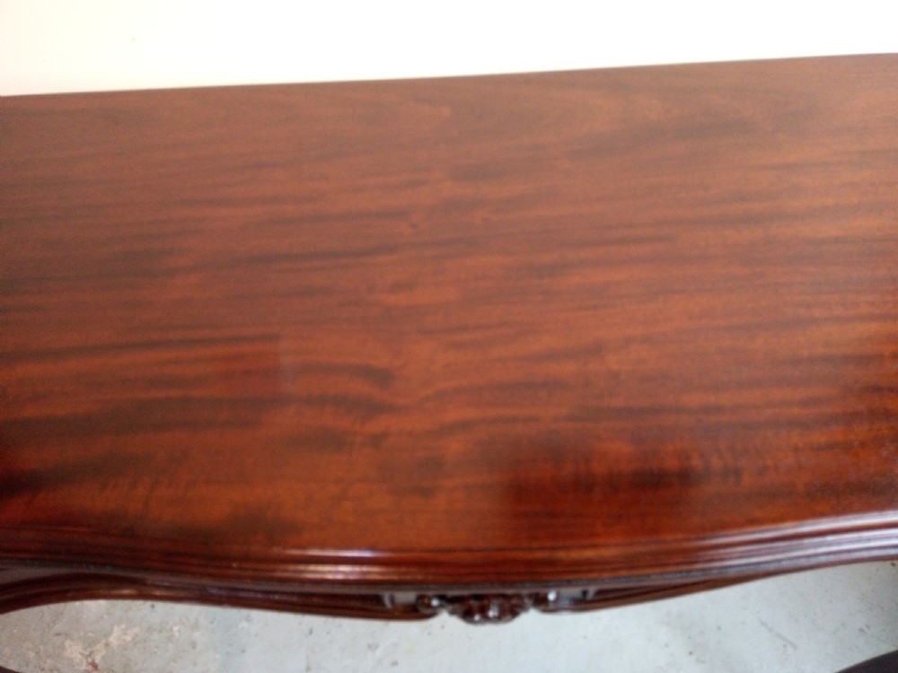 Mahogany fold over table on elegant cabriole leg View II