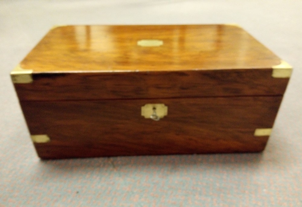 19thC Walnut writing box or slope, very clean with key. View VII