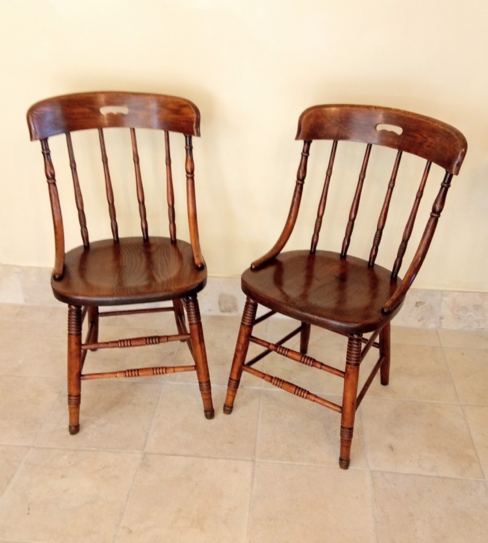 Pair Attractive and comfortable hardwood farmhouse kitchen chairs