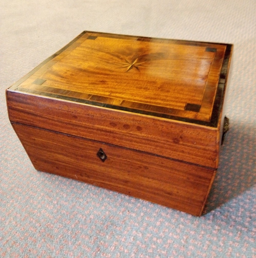 Pretty 19thC jewellery box, inlaid mahogany.  View II