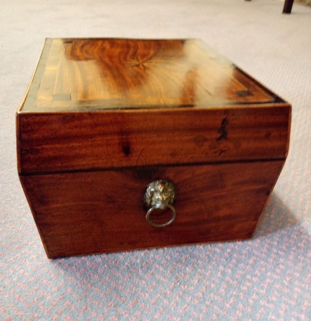 Pretty 19thC jewellery box, inlaid mahogany.  View III