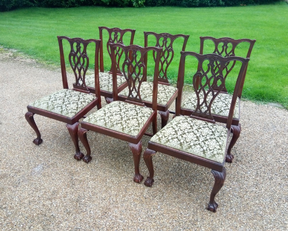 Set of 6 Chippendale style chairs early 20thC View II