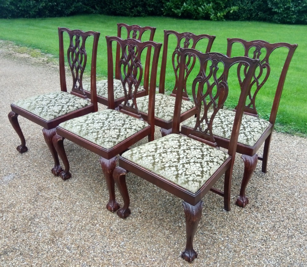 Set of 6 Chippendale style chairs early 20thC View V