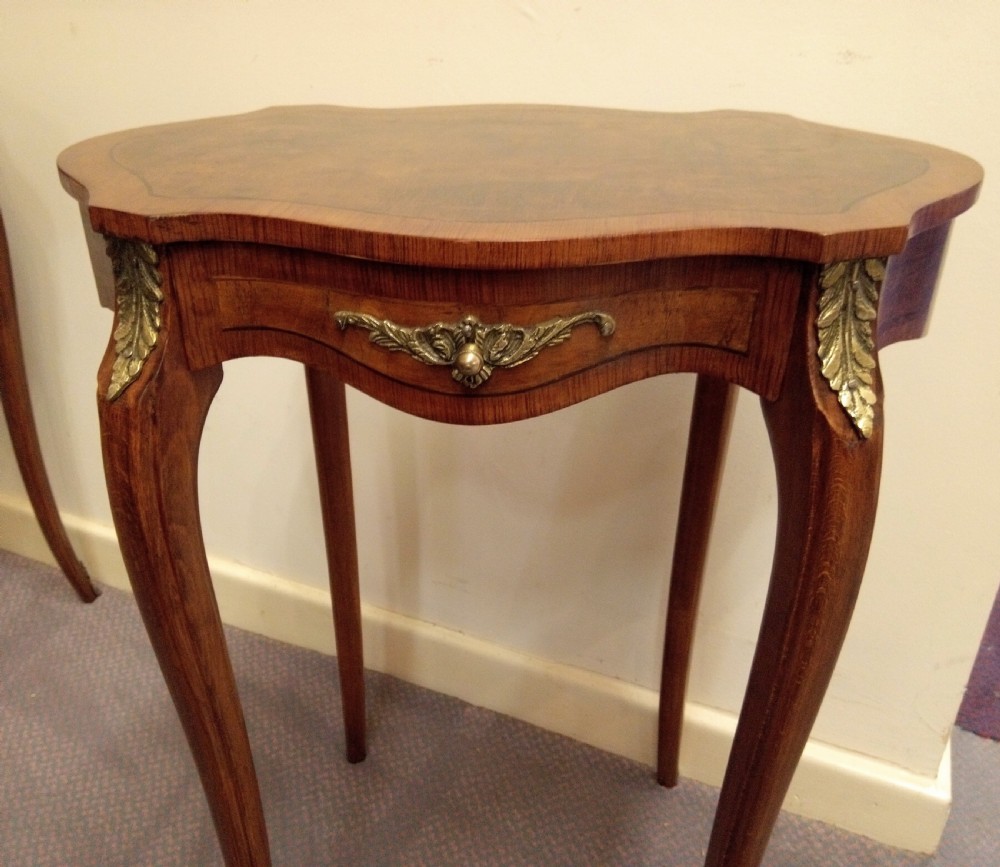 Rare pair of attractive inlaid occasional tables with Ormolu mounts. View III