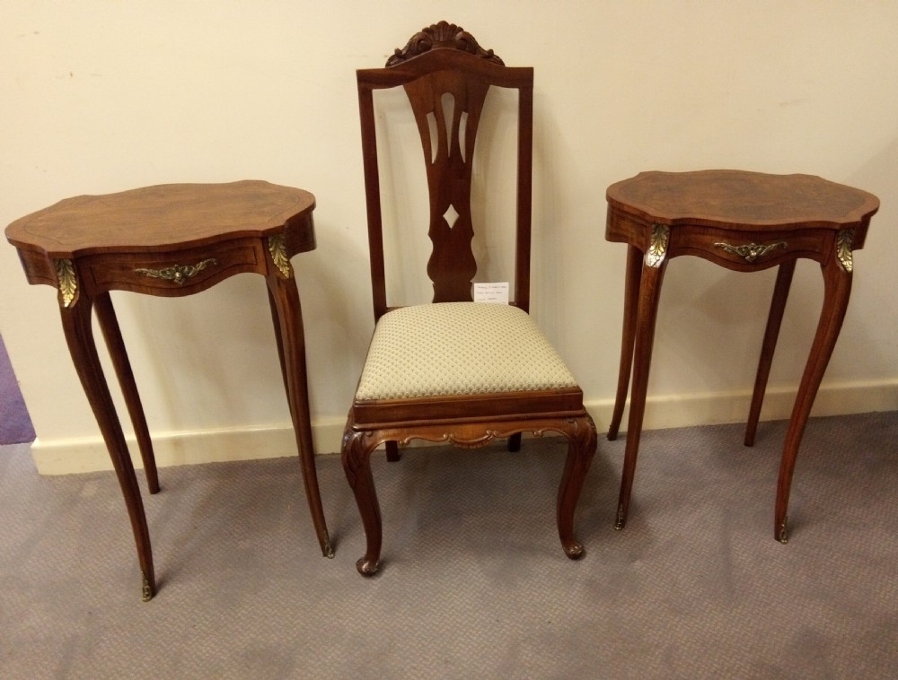 Rare pair of attractive inlaid occasional tables with Ormolu mounts. View V