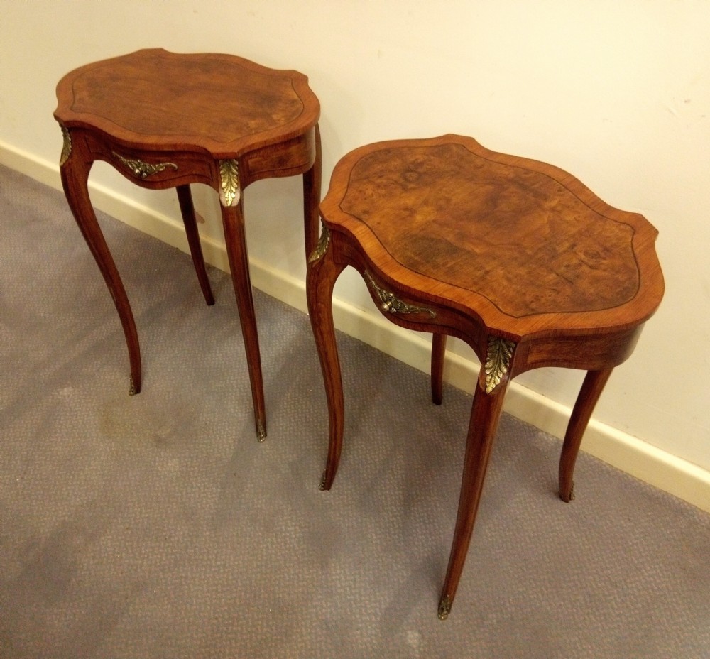 Rare pair of attractive inlaid occasional tables with Ormolu mounts. View VI