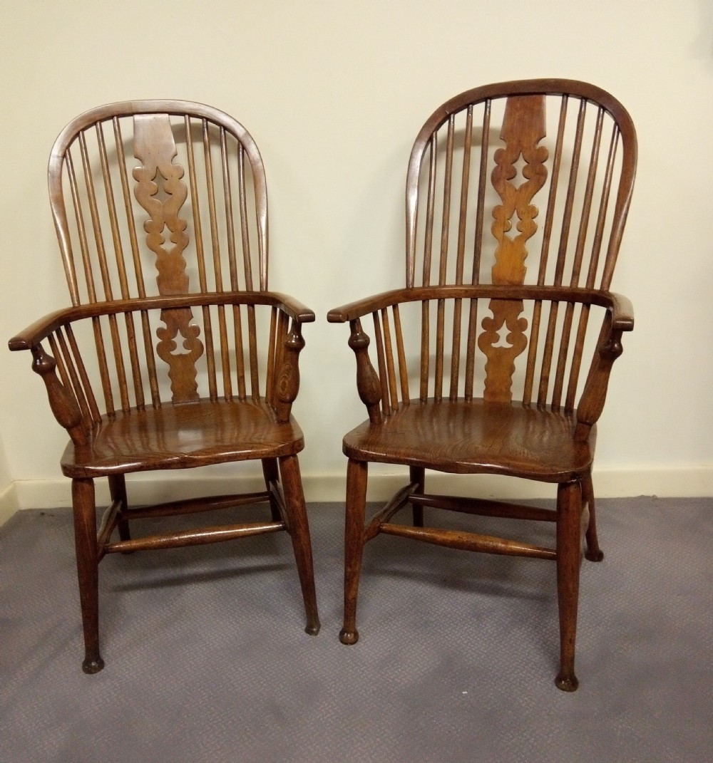 attractive pair of high back Windsor arm chairs View II