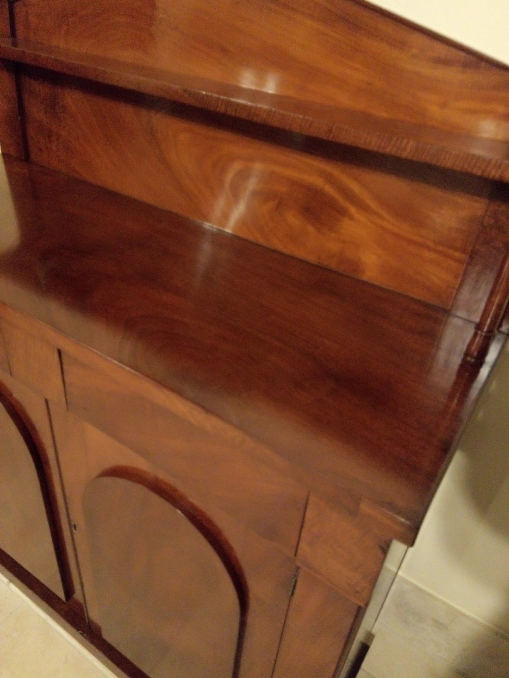 Very clean neat small Victorian Chiffonier in Mahogany. View IV