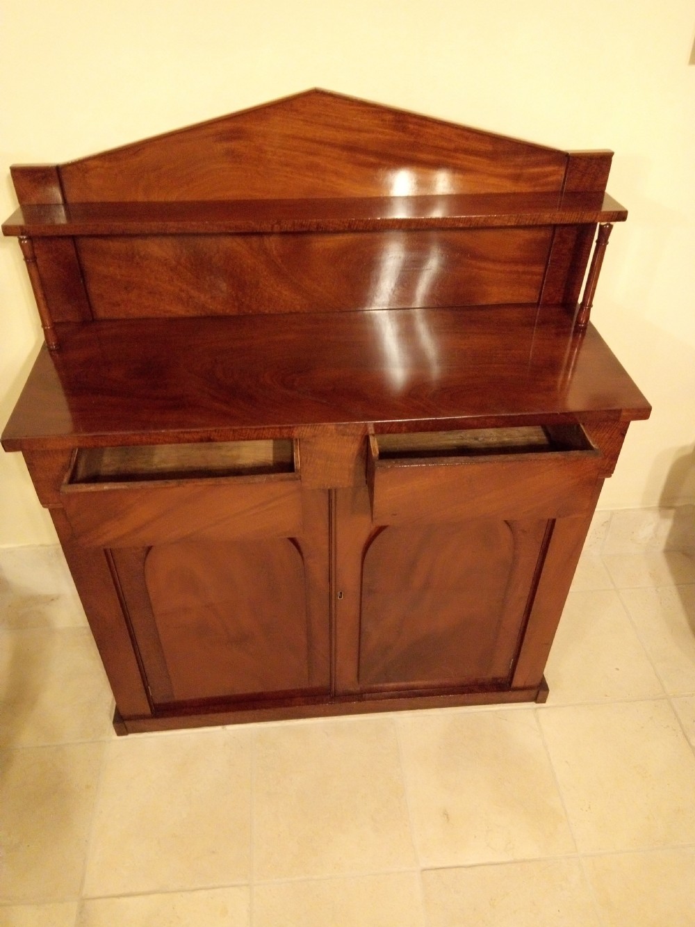 Very clean neat small Victorian Chiffonier in Mahogany. View V