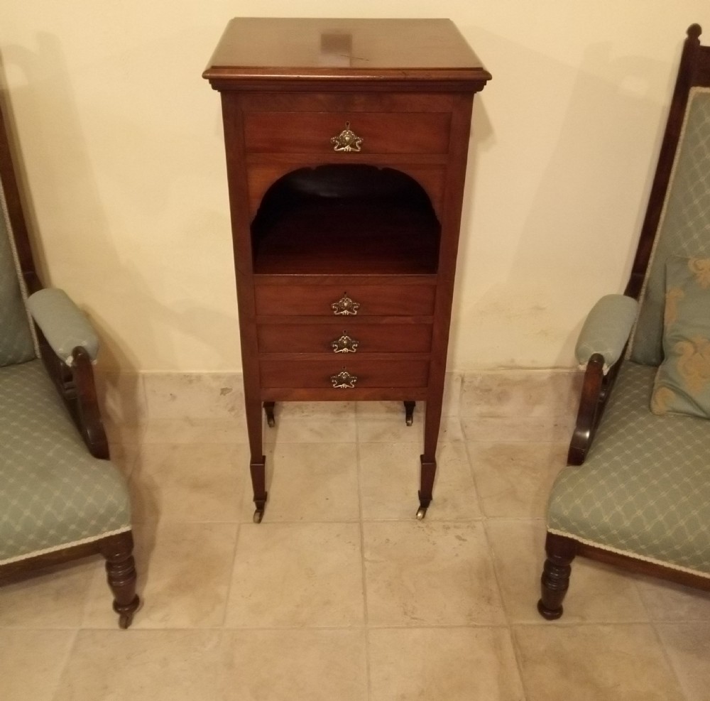 Tall Narrow chest of drawers in mahogany View II