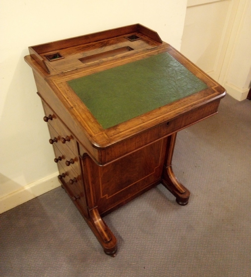 Inlaid Walnut 19th Century Davenport Desk View VI