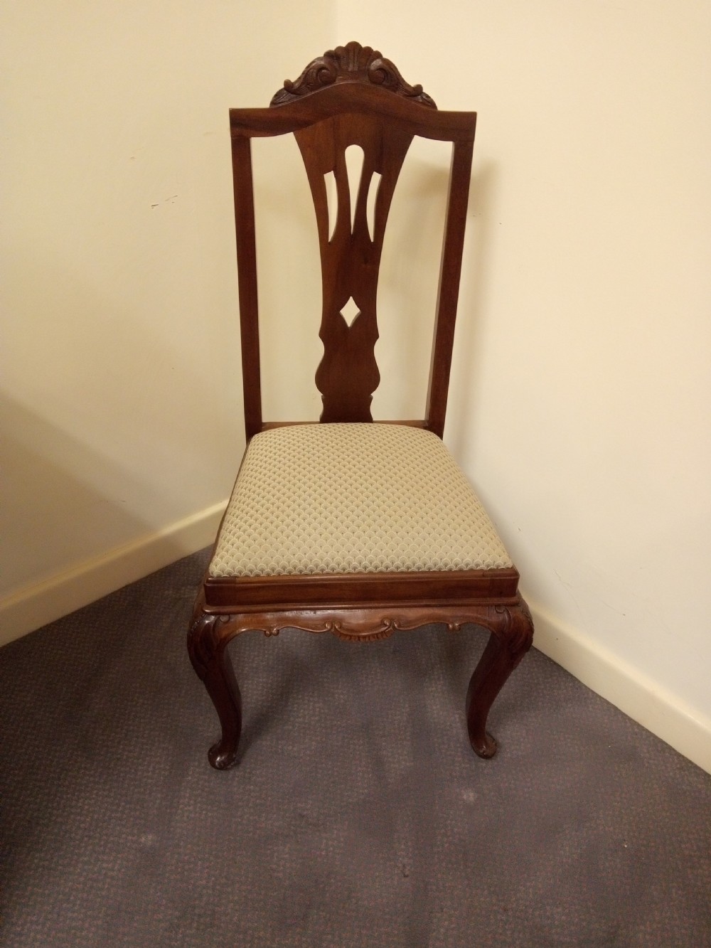 Pretty French Dressing table chair in walnut View II
