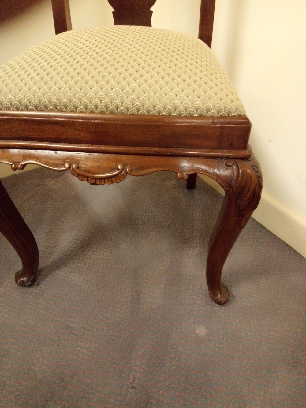 Pretty French Dressing table chair in walnut View III