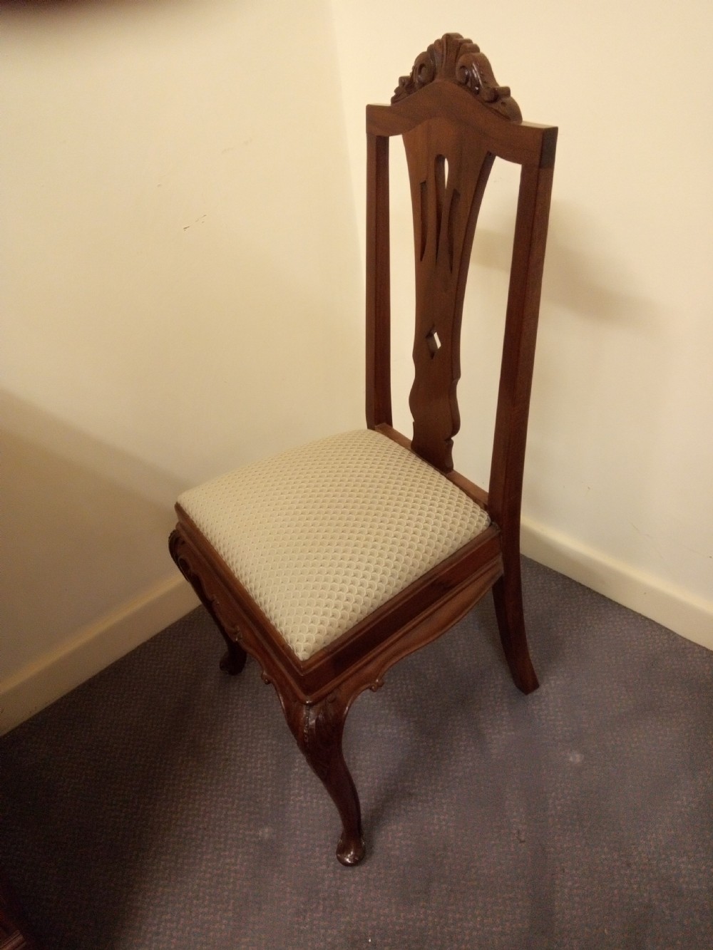 Pretty French Dressing table chair in walnut View IV