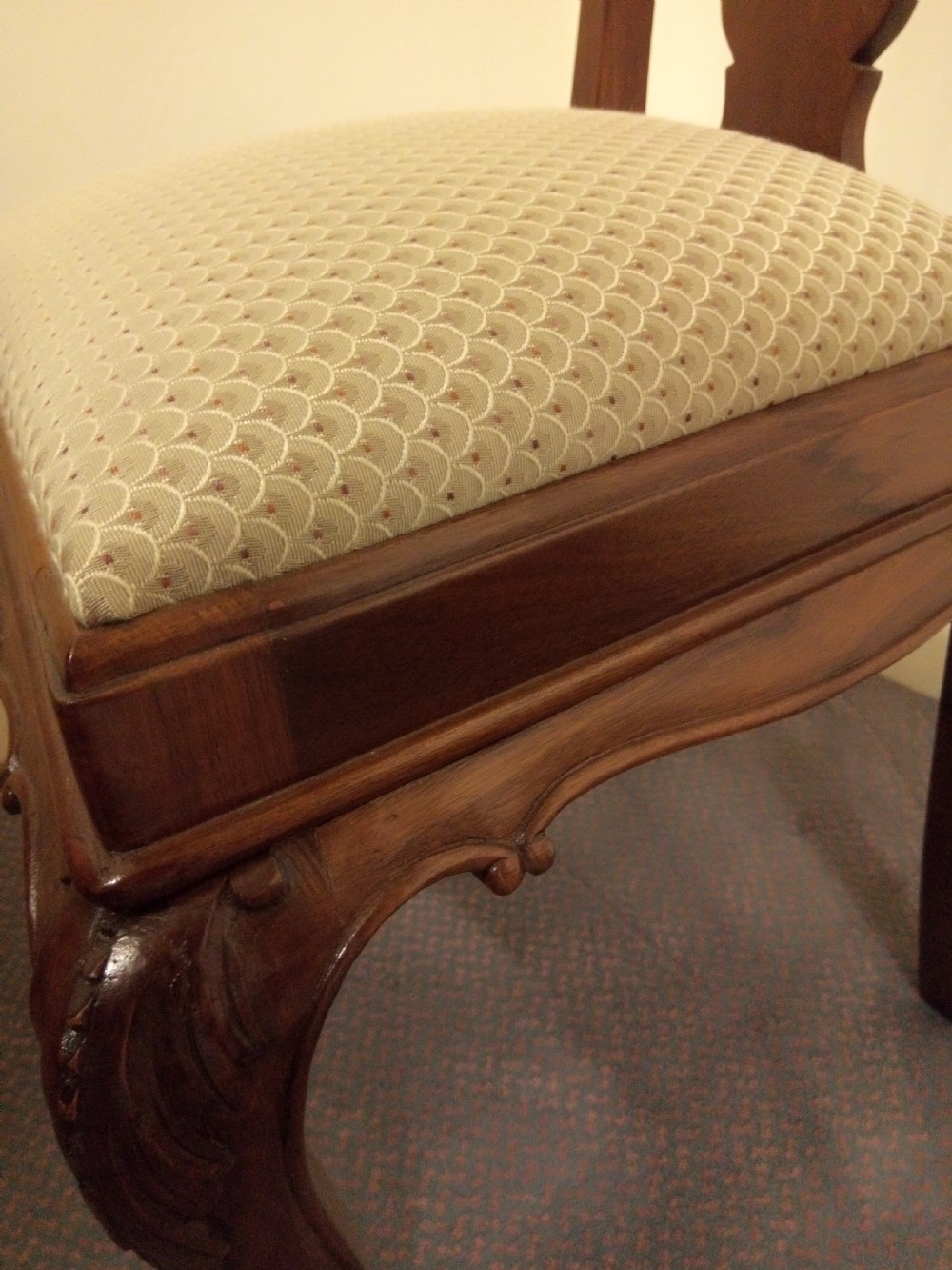Pretty French Dressing table chair in walnut View V
