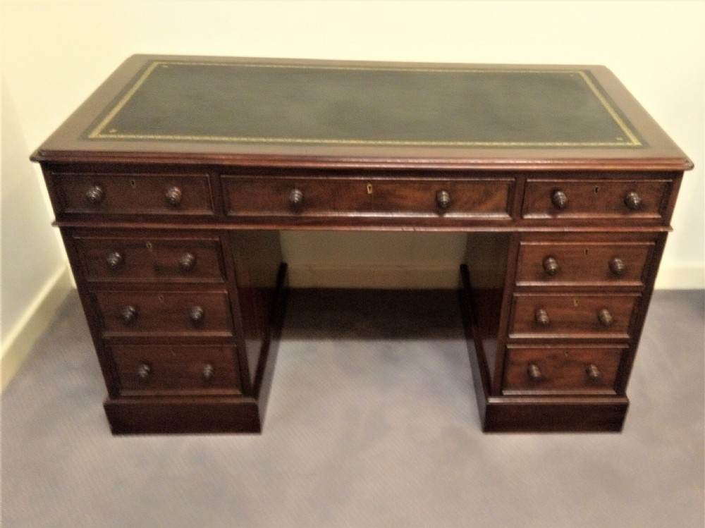 Quality 19th Century Mahogany desk of 9 drawers View II
