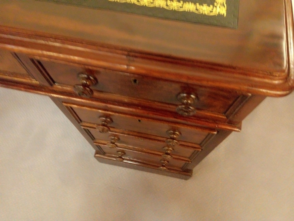 Quality 19th Century Mahogany desk of 9 drawers View VI