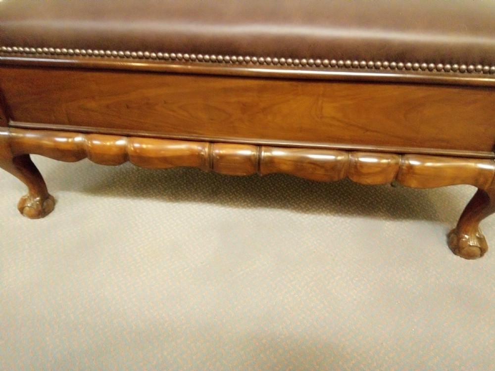 Impressive leather and mahogany stool in most unusual design.  View II
