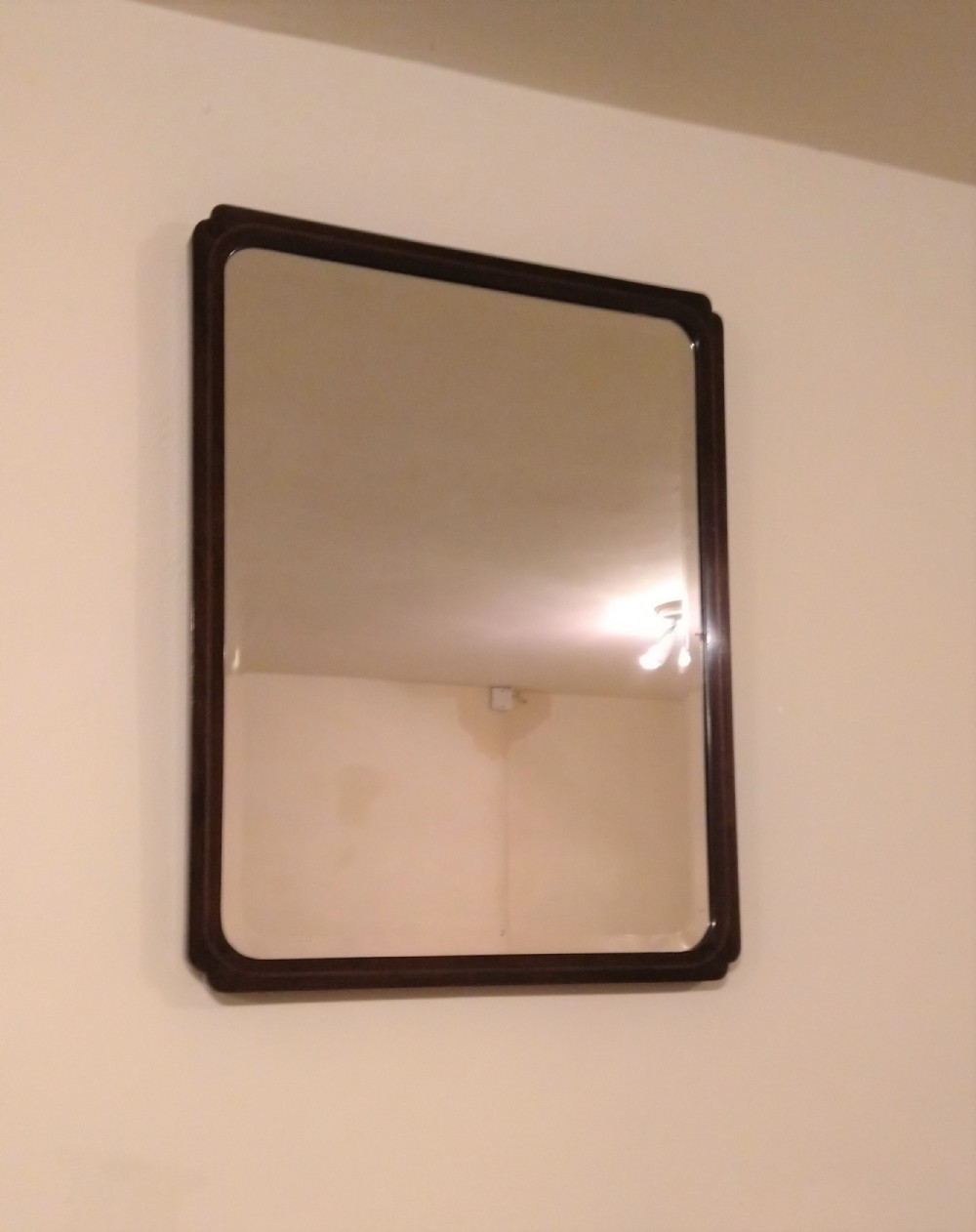 Edwardian Inlaid Mahogany wall mirror with bevelled glass