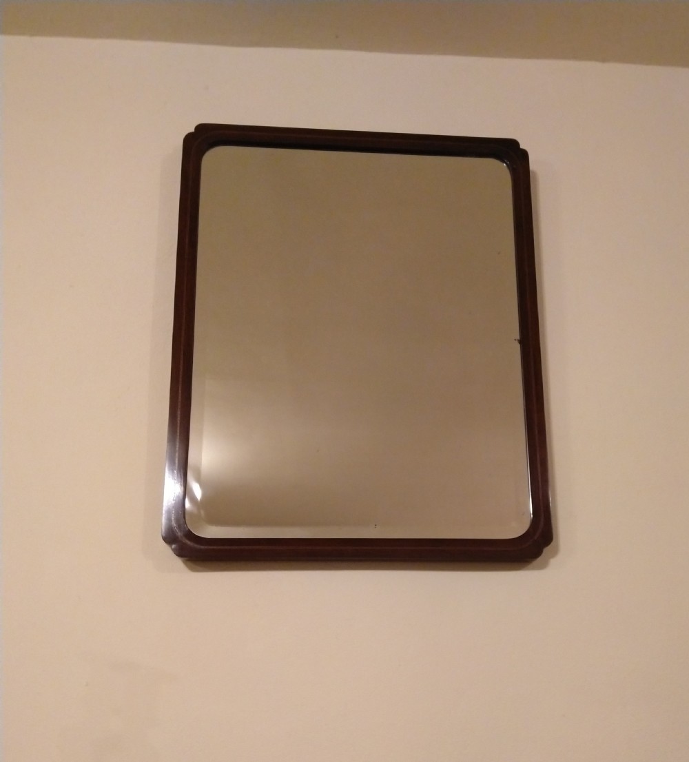 Edwardian Inlaid Mahogany wall mirror with bevelled glass View V