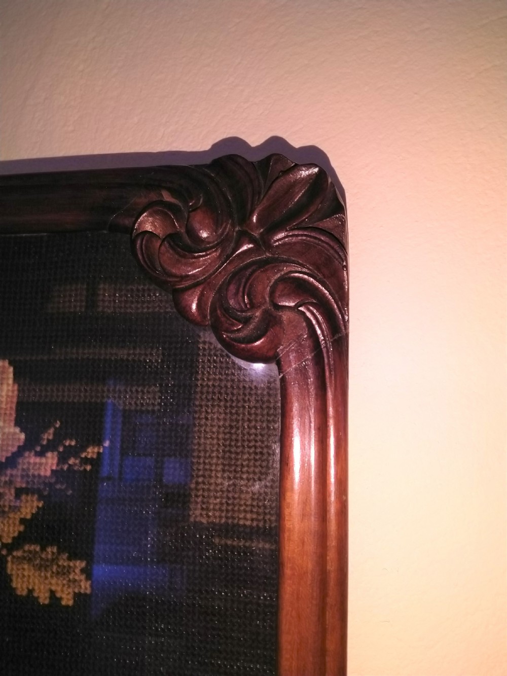 19th Century tapestry in lovely mahogany frame View III