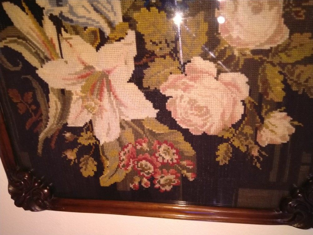 19th Century tapestry in lovely mahogany frame View IV