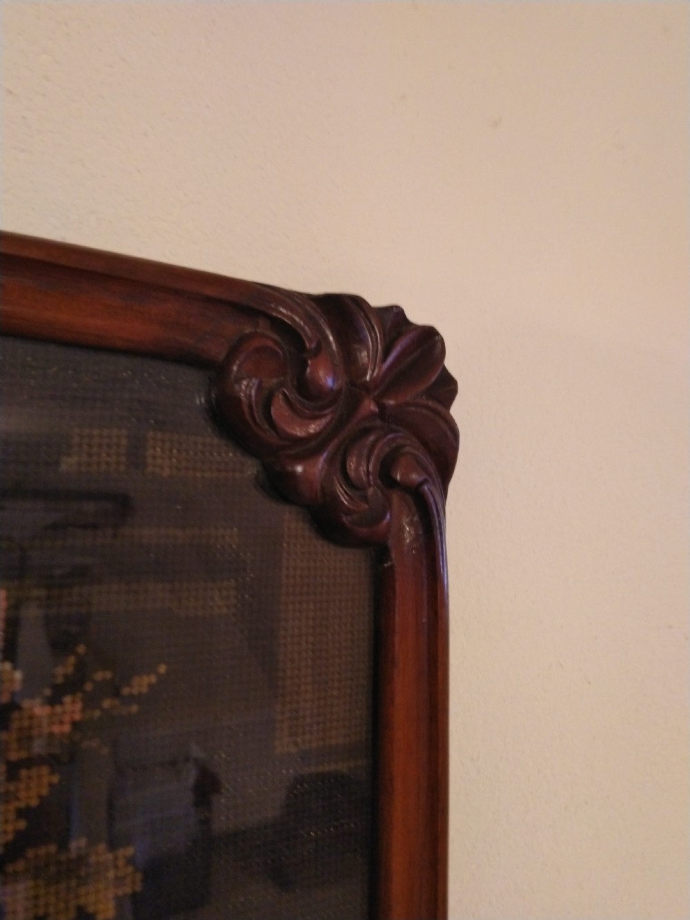 19th Century tapestry in lovely mahogany frame View V