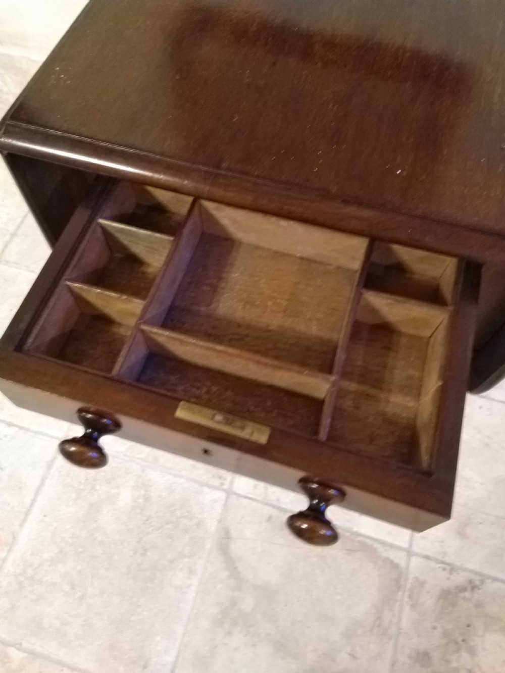 Very clean 19thC Mahogany Work Table.  View III