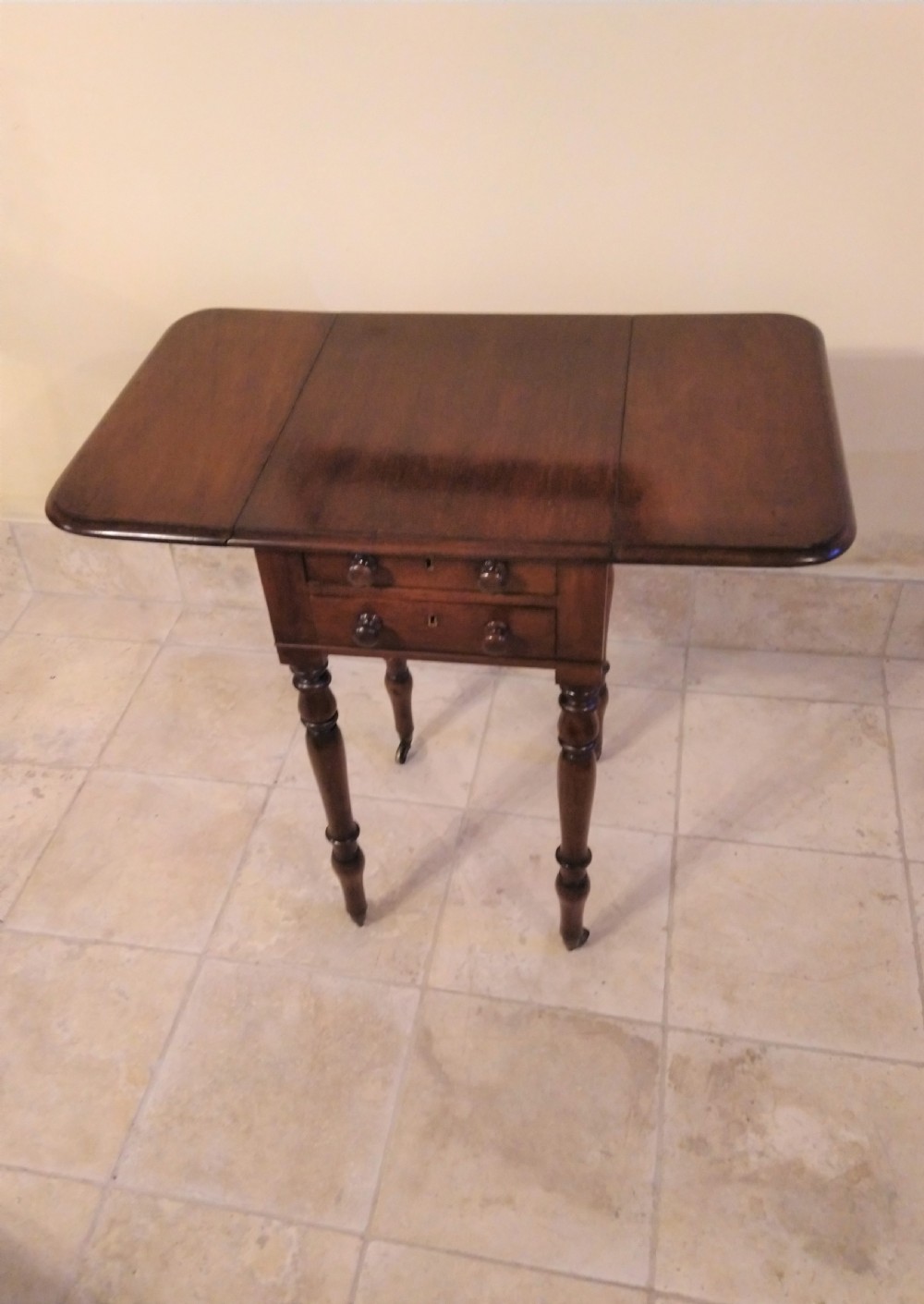 Very clean 19thC Mahogany Work Table.  View VI